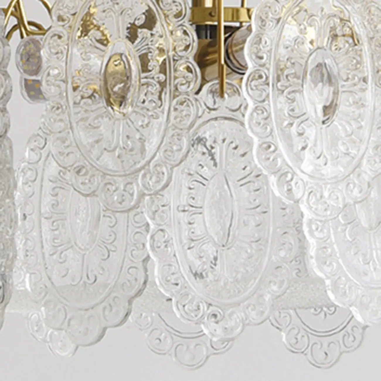 Elegant Round Gold Clear Glass Semi Flush Ceiling Light