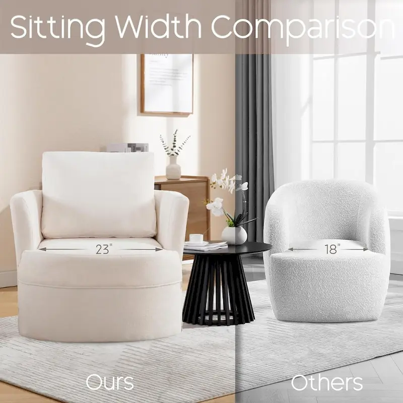 HOMYKA Swivel Accent Barrel Chair Round Arm Chair with Pillow