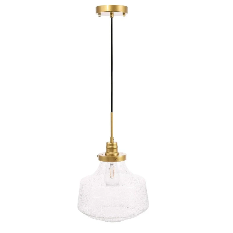 Klyli 11-inch 1-light Clear Seeded Glass Hanging Pendant
