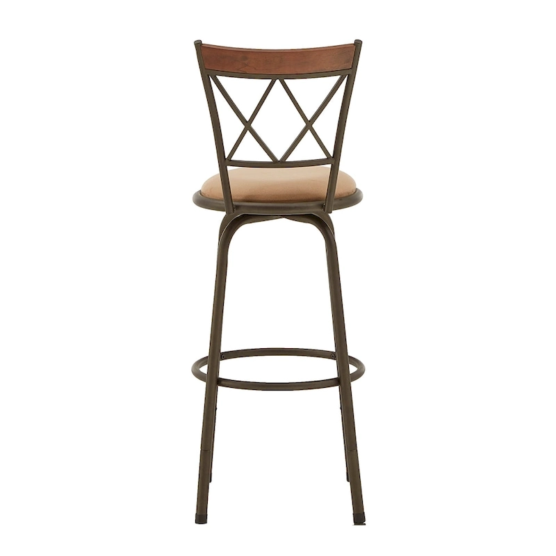 Verona Adjustable Bronze Finish X-Back Metal and Wood Trim 3pc Pack Stools by iNSPIRE Q Classic
