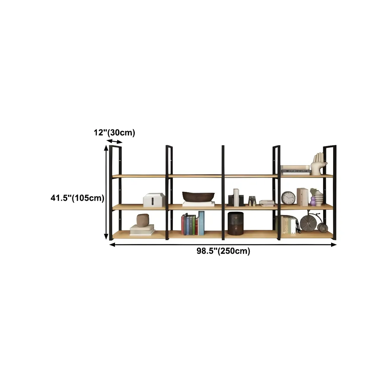 Industrial Wall-Mounted 3-Tier Wood Display Shelf