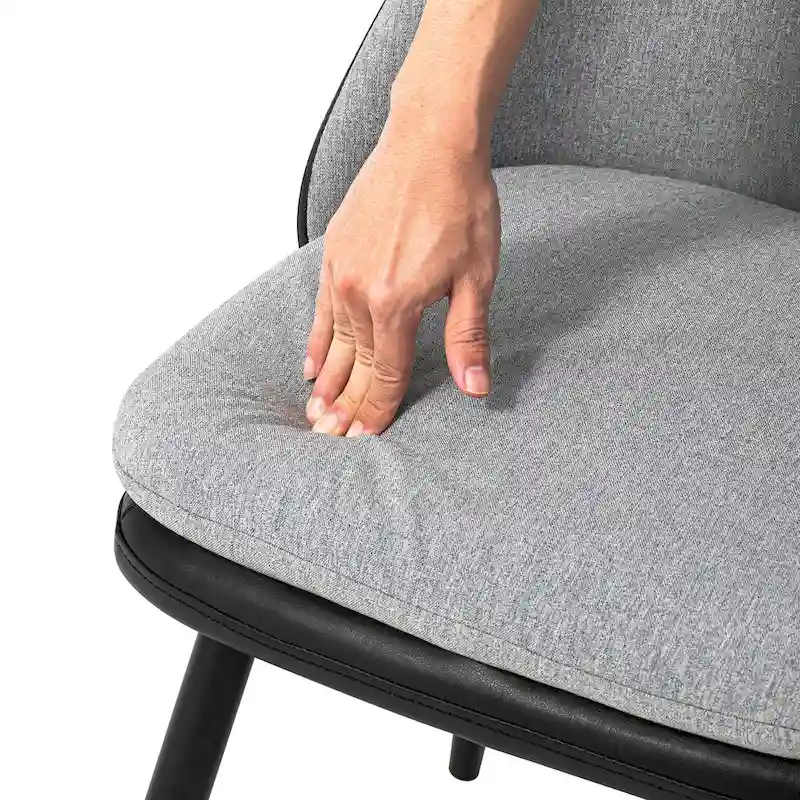 Glitzhome Modern Set of 2/4 PU Leather Mixed Fabric Dining Side Chairs with Metal Legs