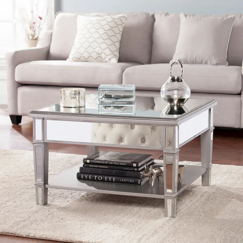 SEI Furniture Wheaton Square Mirror Coffee Table with Shelf