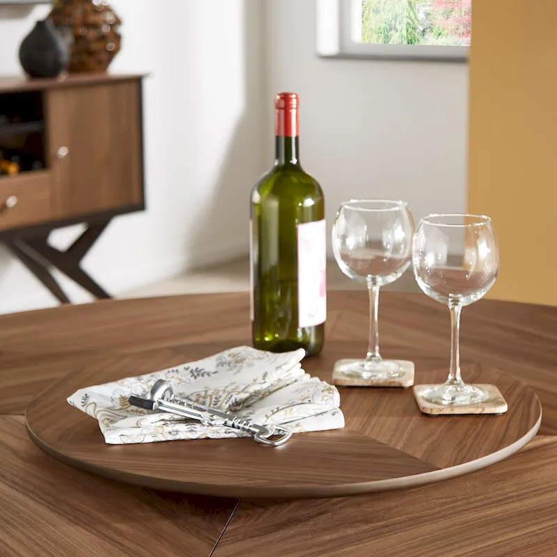 Priya Lazy Susan Turntable Espresso and Walnut Dining Table by iNSPIRE Q Modern