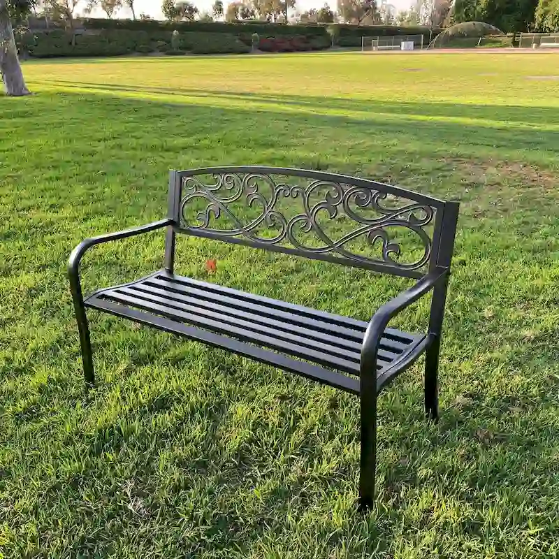 Lotus Home Metal Garden Bench - 34  H x 50  W x 24  D