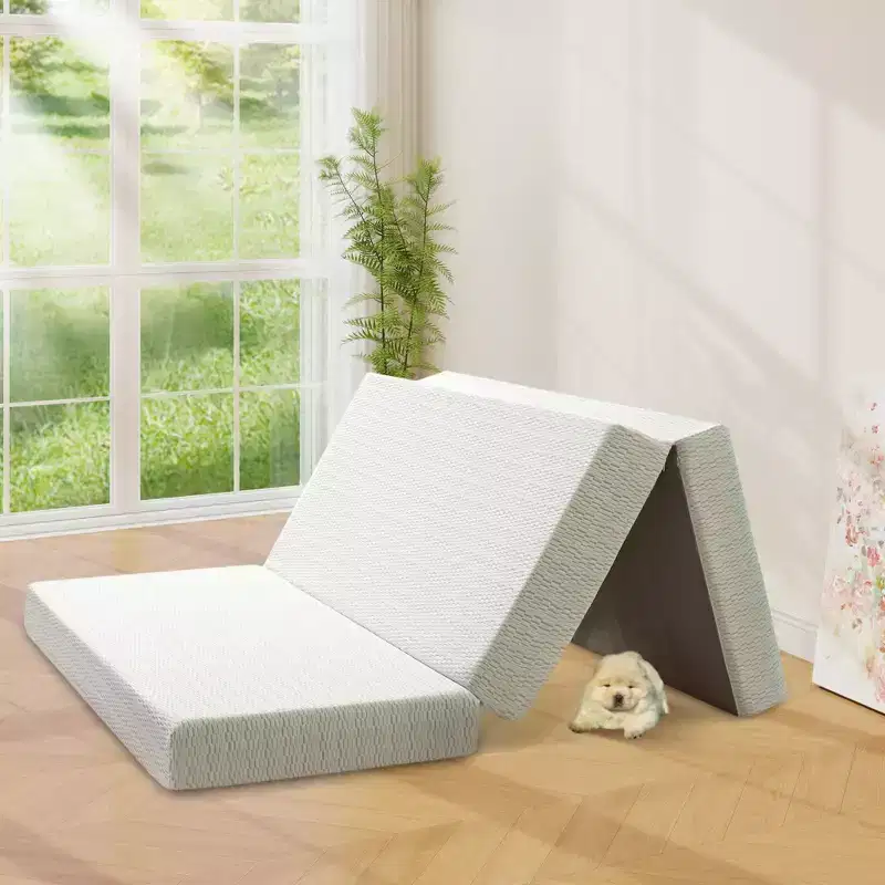 White Tri-Fold Memory Foam Mattress, Medium Firm, 1-Person — Full / Queen / King