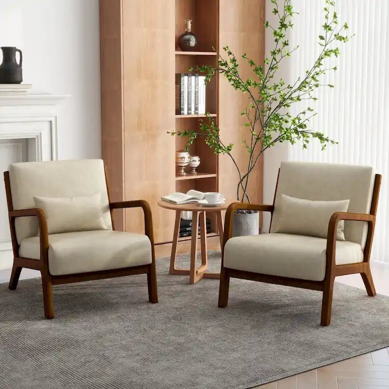 Upholstered Armchair Accent Chairs with Pillows Set of 2