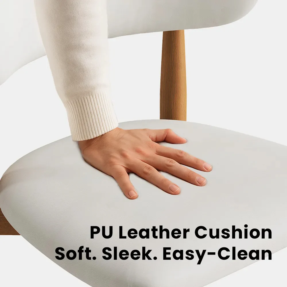 Modern Off-White Leather Curved Back Counter Bar Stools