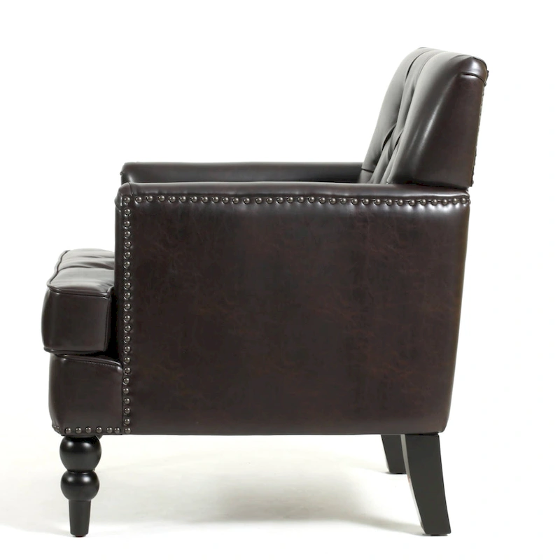 Malone Brown Leather Club Chair by Christopher Knight Home