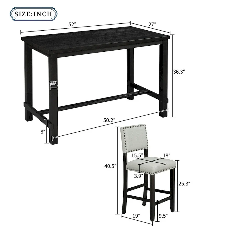 5 Pieces Counter Height Dining Set
