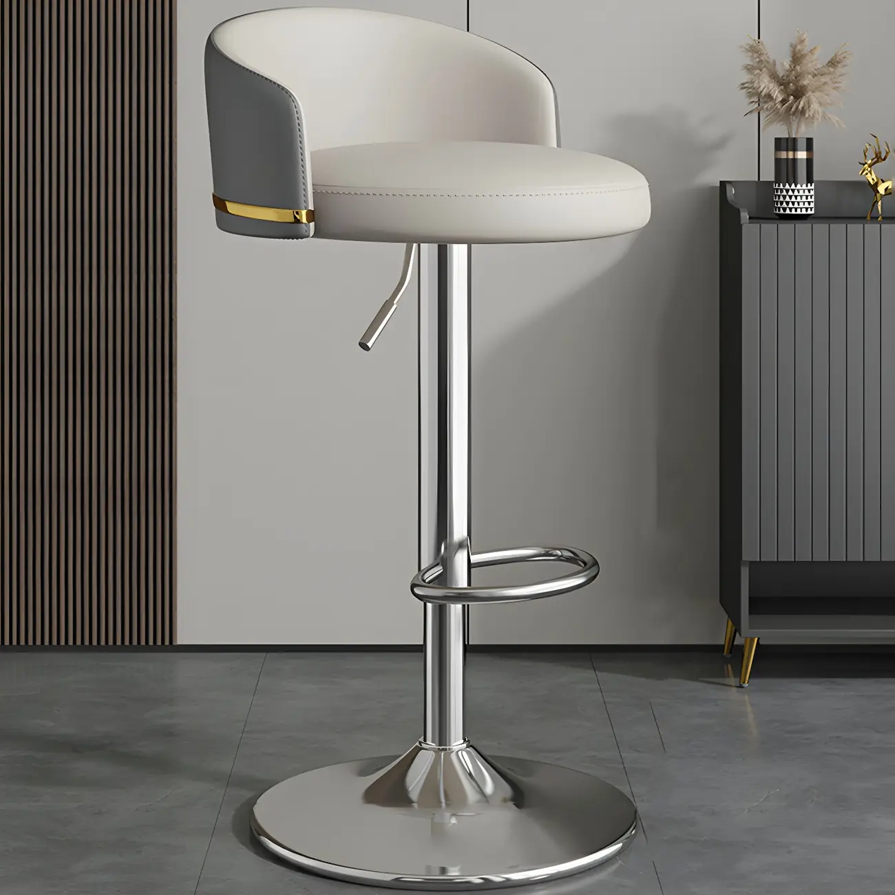24 Inch Faux Leather Bar Stool Height Adjustable Modern