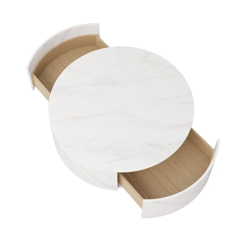 Round Coffee Table with 2 Drawers