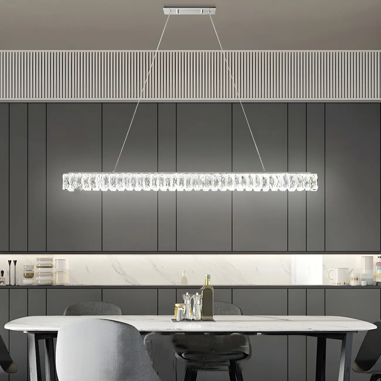 Trendy Modern Crystal Linear Pendant Light