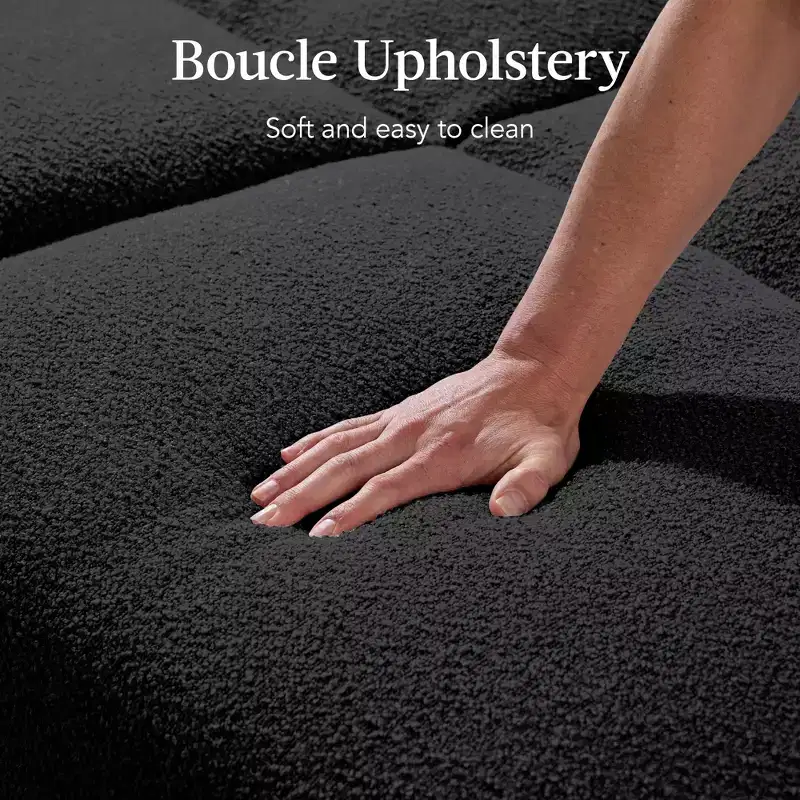 Best Choice Products Curved Convertible Futon, Boucle Fabric Split-Back Sleeper Bed