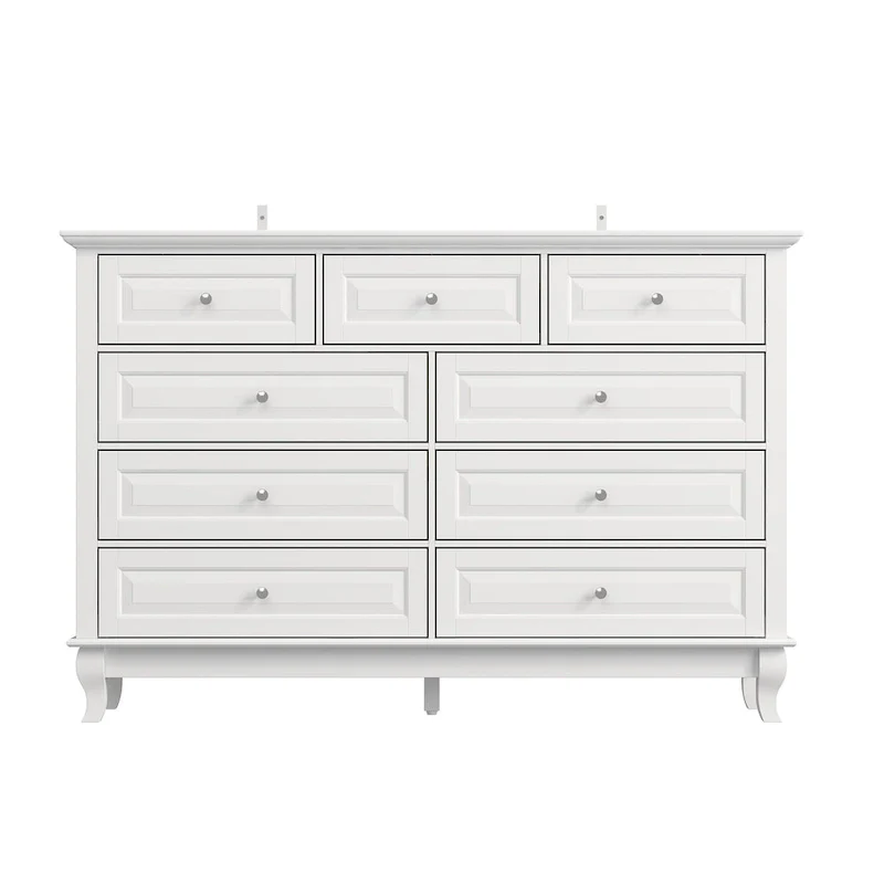 9-Drawer Dresser with Solid Wood Legs Chest Of Drawers Lacquer Console
