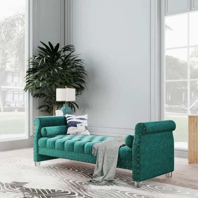 Velvet Upholstered Bench 72 - 71.0 In. W X 28.0 In. H X 29.0 In. D