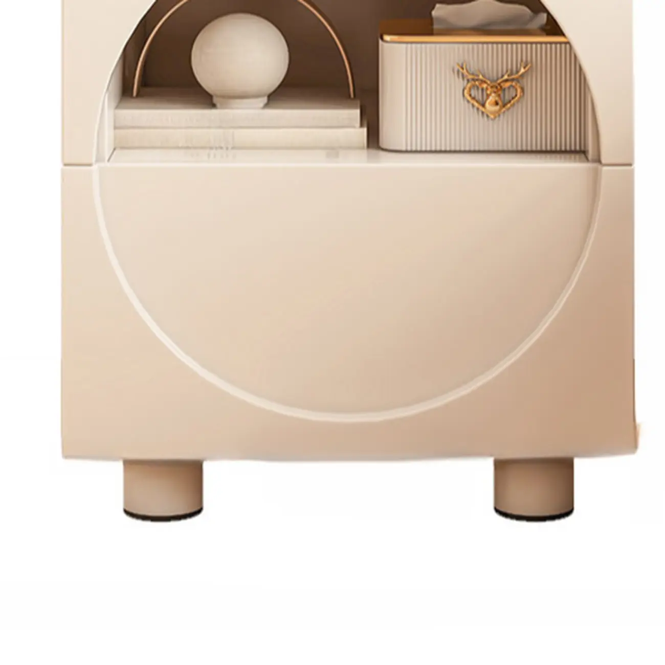 Modern 2-Tier Wooden Small Nightstand in White/Grey