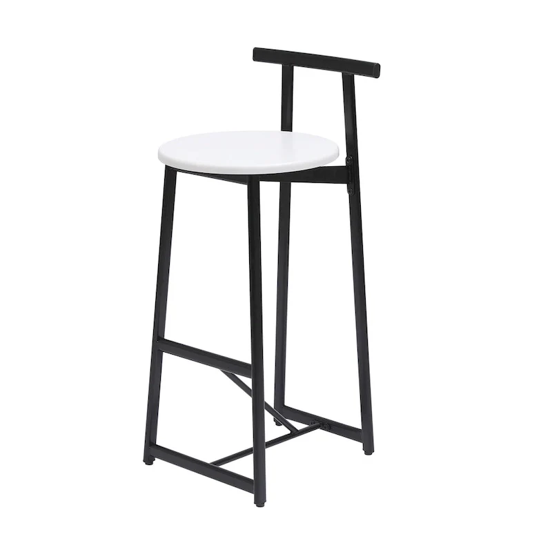Armless Counter Height Bar Stool Set of 3, with Metal Frame and Wooden Seat