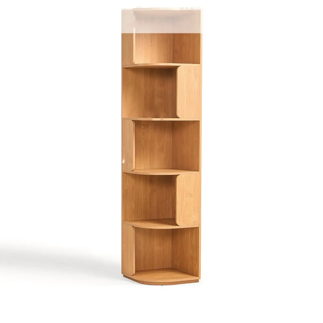 Medium 5-Tier Modern Natural Wood Corner Bookshelf