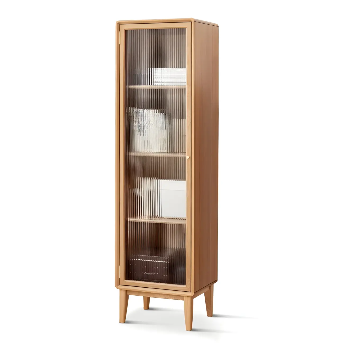 Natural Wood Standard Display Cabinet with Adjustable Shelves