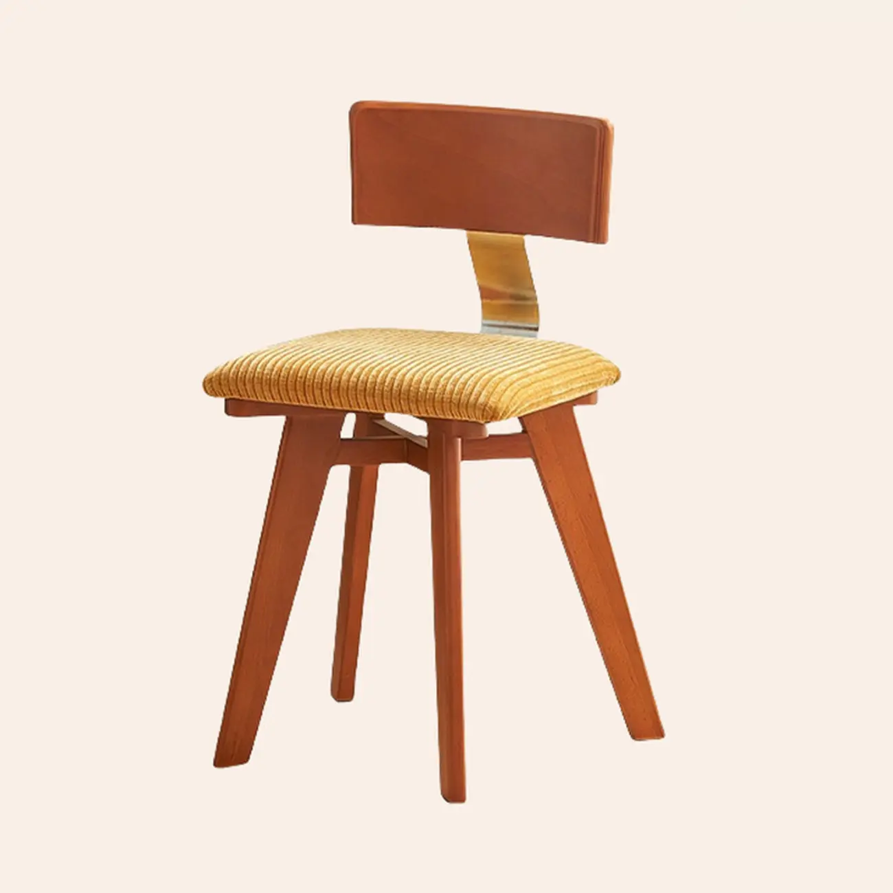 Mid-century Modern Cushioned Wooden Armless Dining Chair