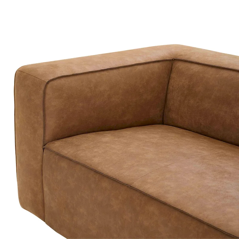 Brown Blended Leather Sofa - Modern Low-Profile (89.8