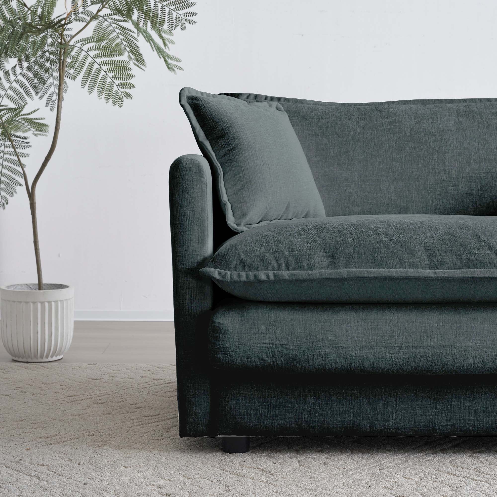 Walker Edison | Comfy Modular Cloud L Shaped Sectional Sofa With Ottoman