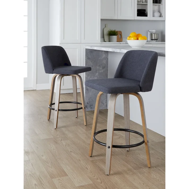 Carson Carrington Vallberga 26  Fixed-Height Counter Stool With Whitewashed Wood Base (Set of 2)
