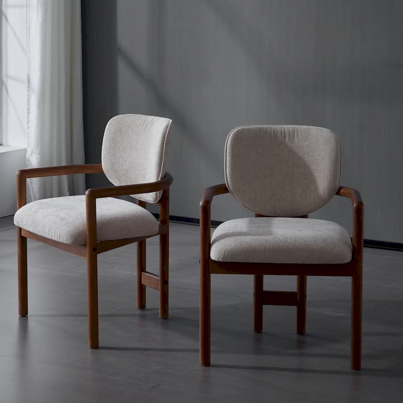 Upholstered Dining Chairs Set of 2, Side Chairs with Rubber Wood Legs, 300 LBS Weight Capacity