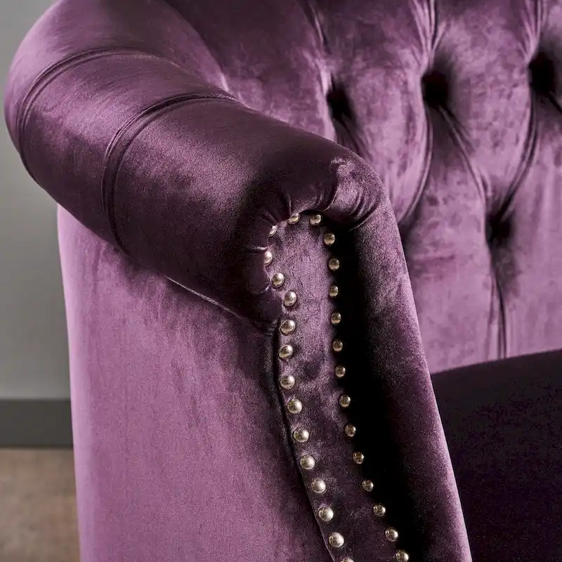 Milani Velvet Tufted Scroll Arm Loveseat by Christopher Knight Home