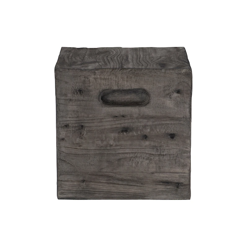 Hagen Rustic Square Wood Crate Side Table
