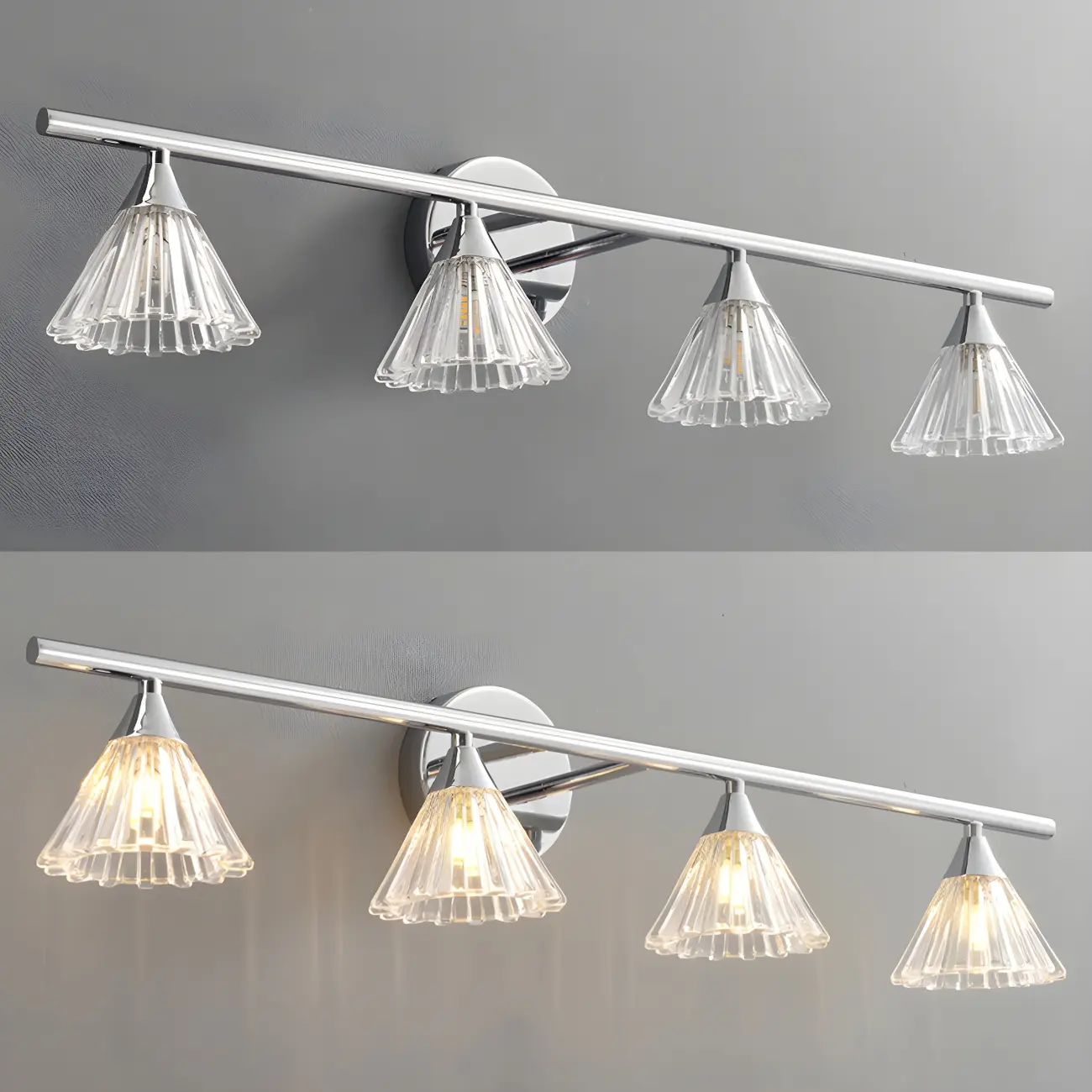 Modern Bell Glass Silver Bathroom Vanity Light
