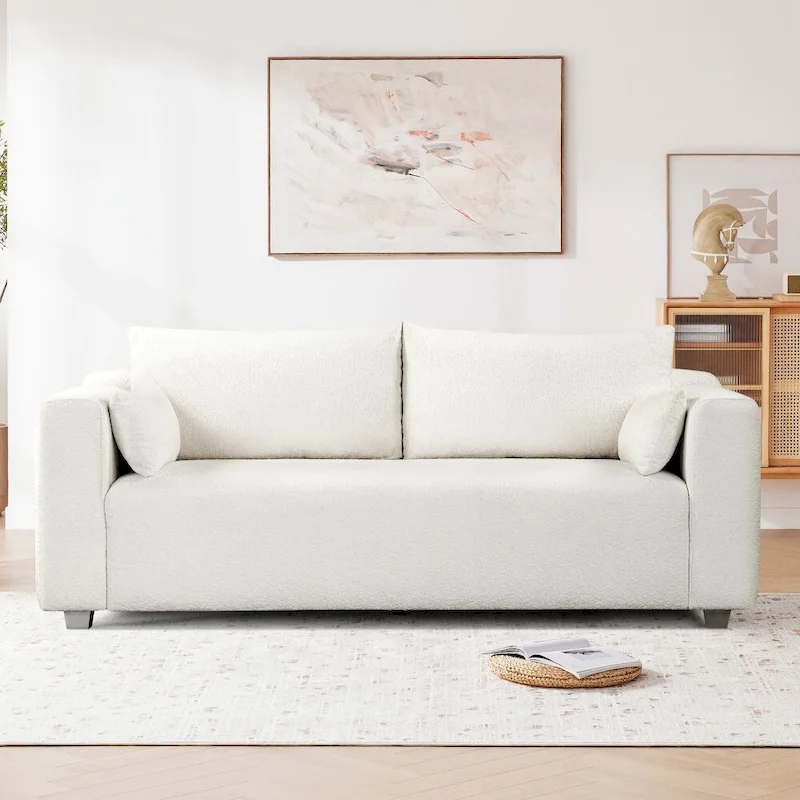 Modern Loop Yarn Fabric Sofa with Extra Wide Domed Arms