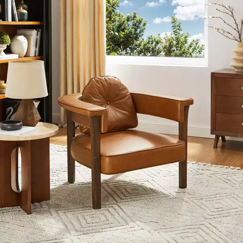 Art Leon Leather Chair with Ash Wood Frame