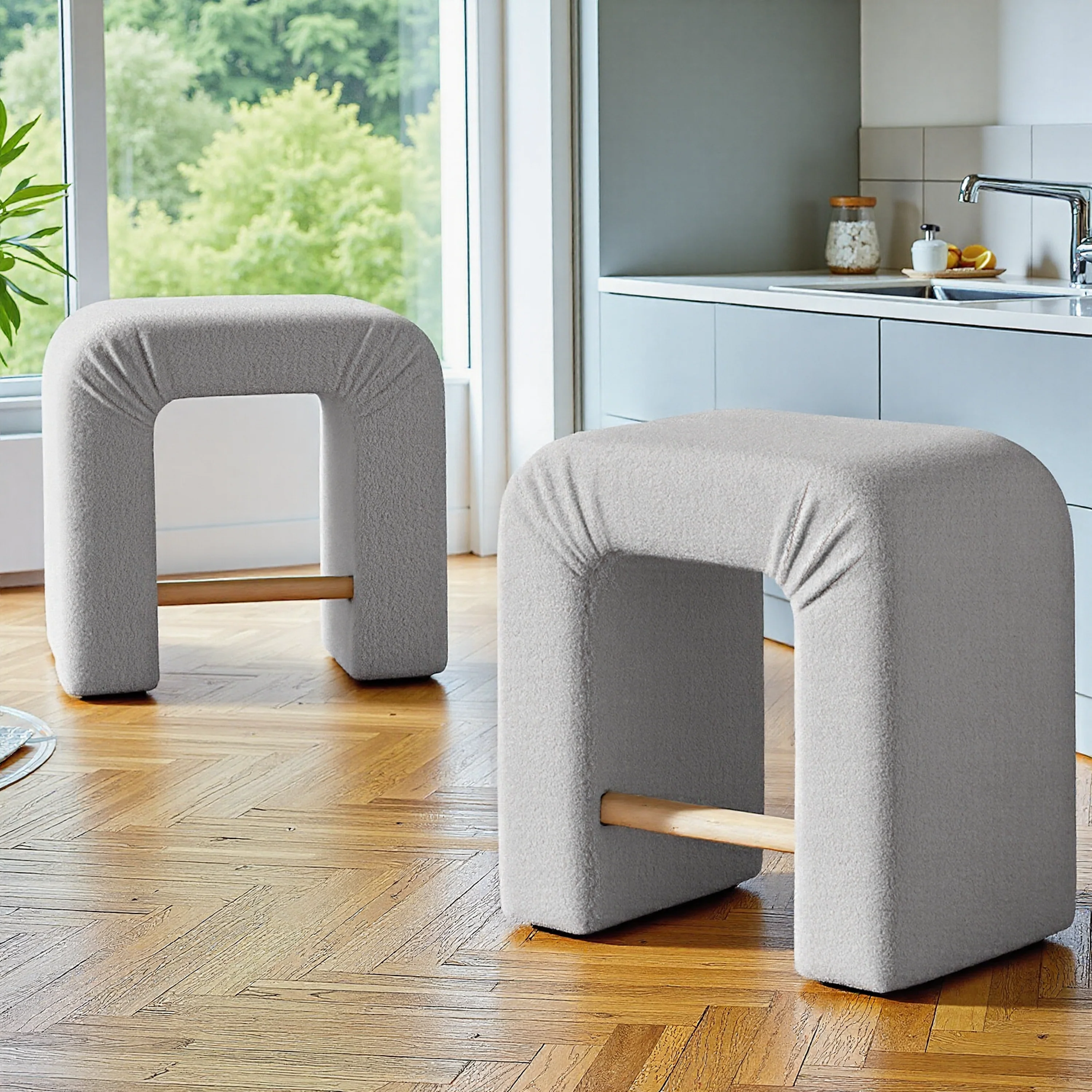Set of 2 Modern Inverted U-Shape Bar Stools