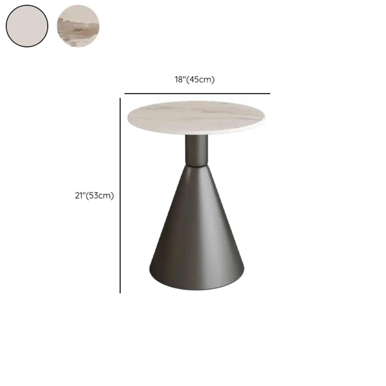 Modish Stone Round End Table with Metal Base