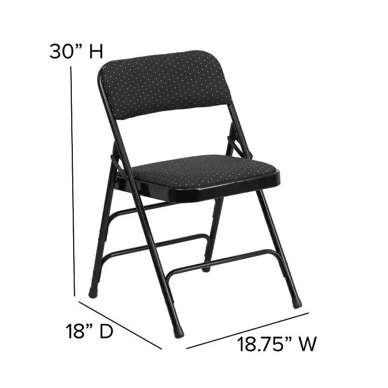 Emma and Oliver 4 Pack Curved Triple Braced & Double Hinged Fabric Upholstered Metal Folding Chair