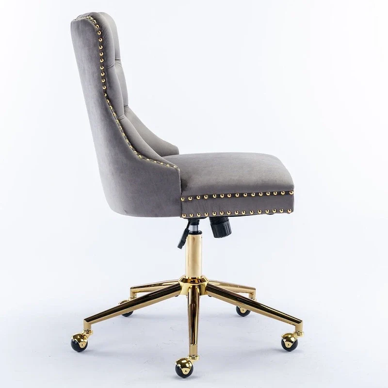 Office Chair with Wheels, Adjustable Height, Velvet Upholstered Tufted Button Computer Desk Chair Swivel