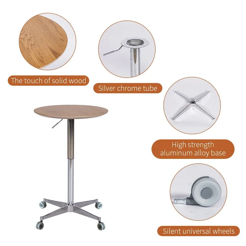 Adjustable Height Bar Table with 360° Swivel - Aluminum Base (24