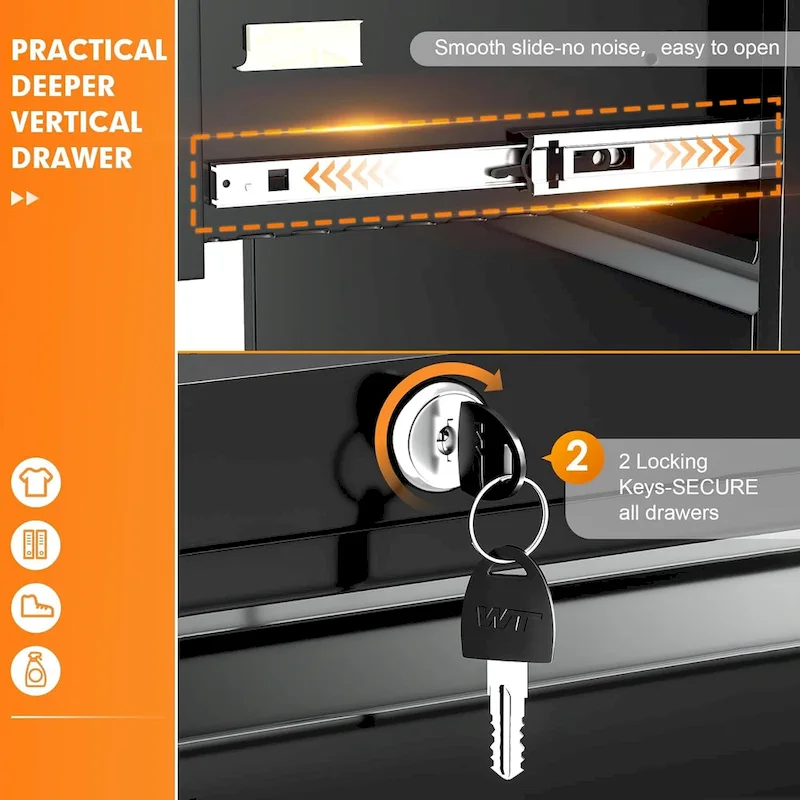 2 Drawer Metal Lateral Filing Cabinet with Lock