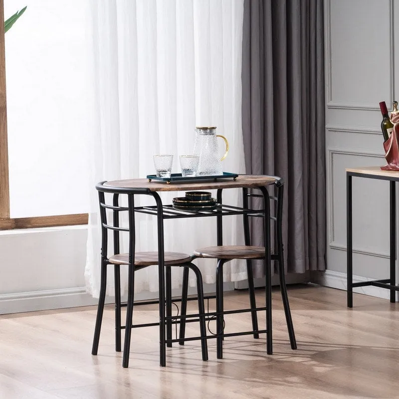 Modern Dining Set Breakfast Table with 2 Chairs Set of 3