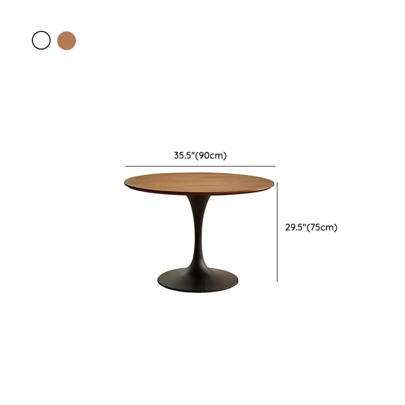 Casual Black Metal Wood Round Dining Table