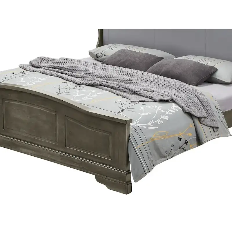 Upholstered Wood King Panel Bed