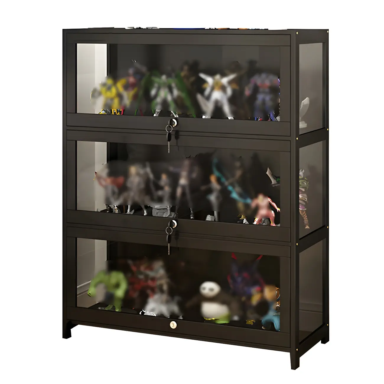 Living Room Modern Black Glass Figurine Display Cabinet