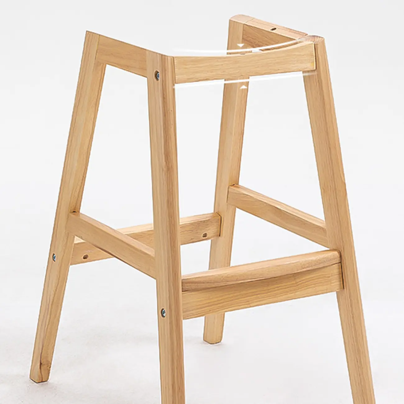 Scandinavian Wood Frame Leather Ergonomic Bucket Bar Stool