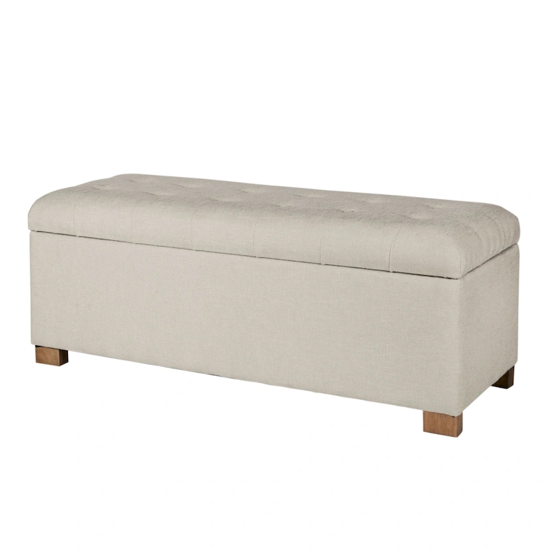 Porch & Den Camero Beige Tufted Storage Bench