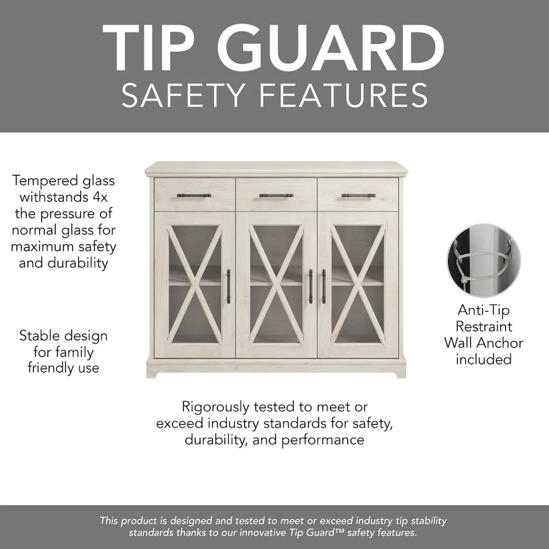 Lennox 46W Sideboard Buffet Cabinet with Drawers by Bush Furniture