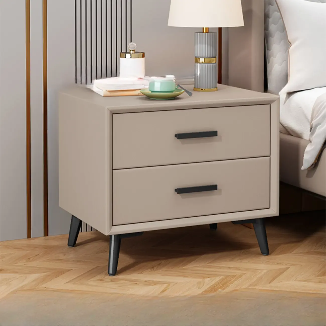 Modern Timber Off-White 2-Drawer Nightstand