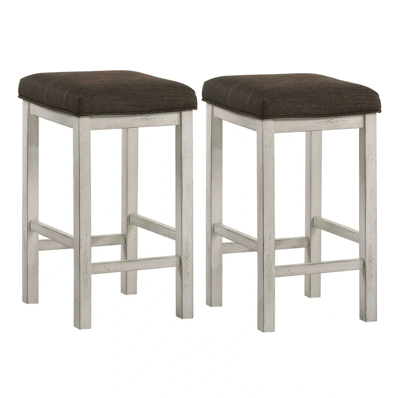 Milbain Farmhouse White Counter Height Stool (Set of 2) by Furniture of America