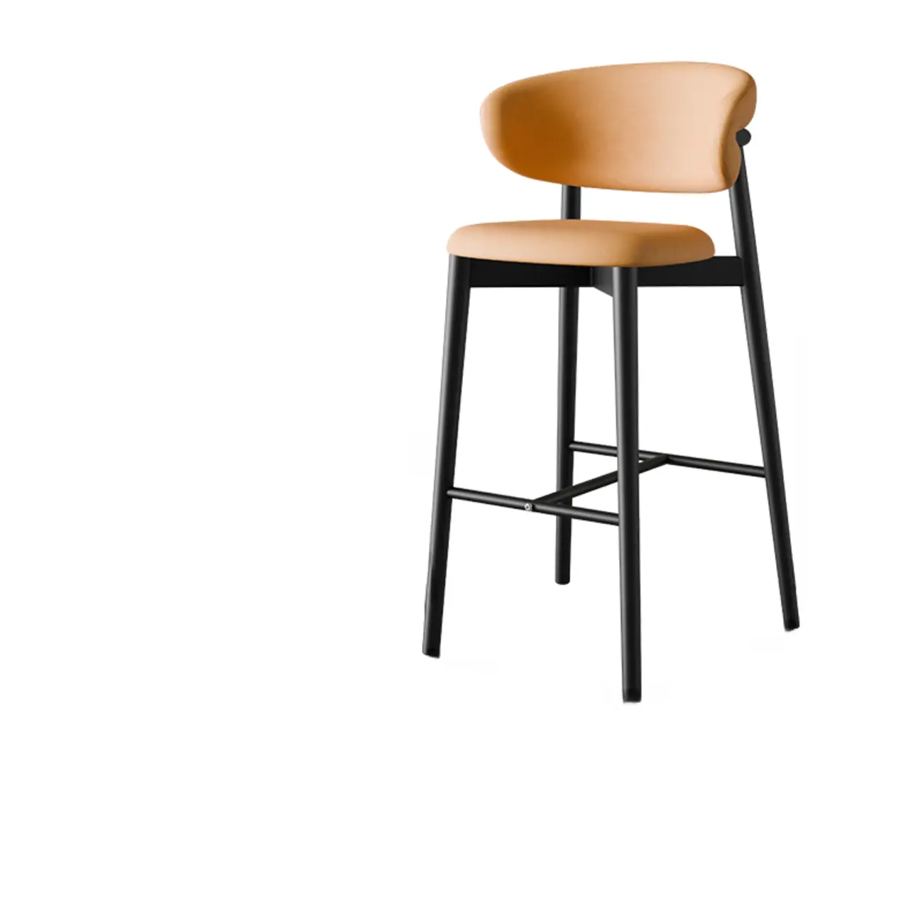 Art Deco Low Back Counter Height Leather Bar Stool